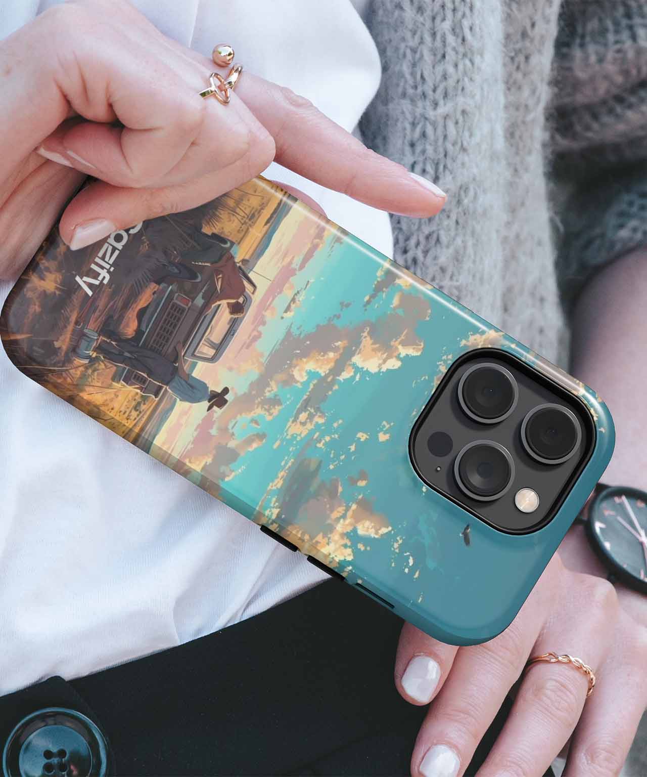 Adventurous Road Trip in Golden Fields iPhone case Case Cazify - Delivery Canada