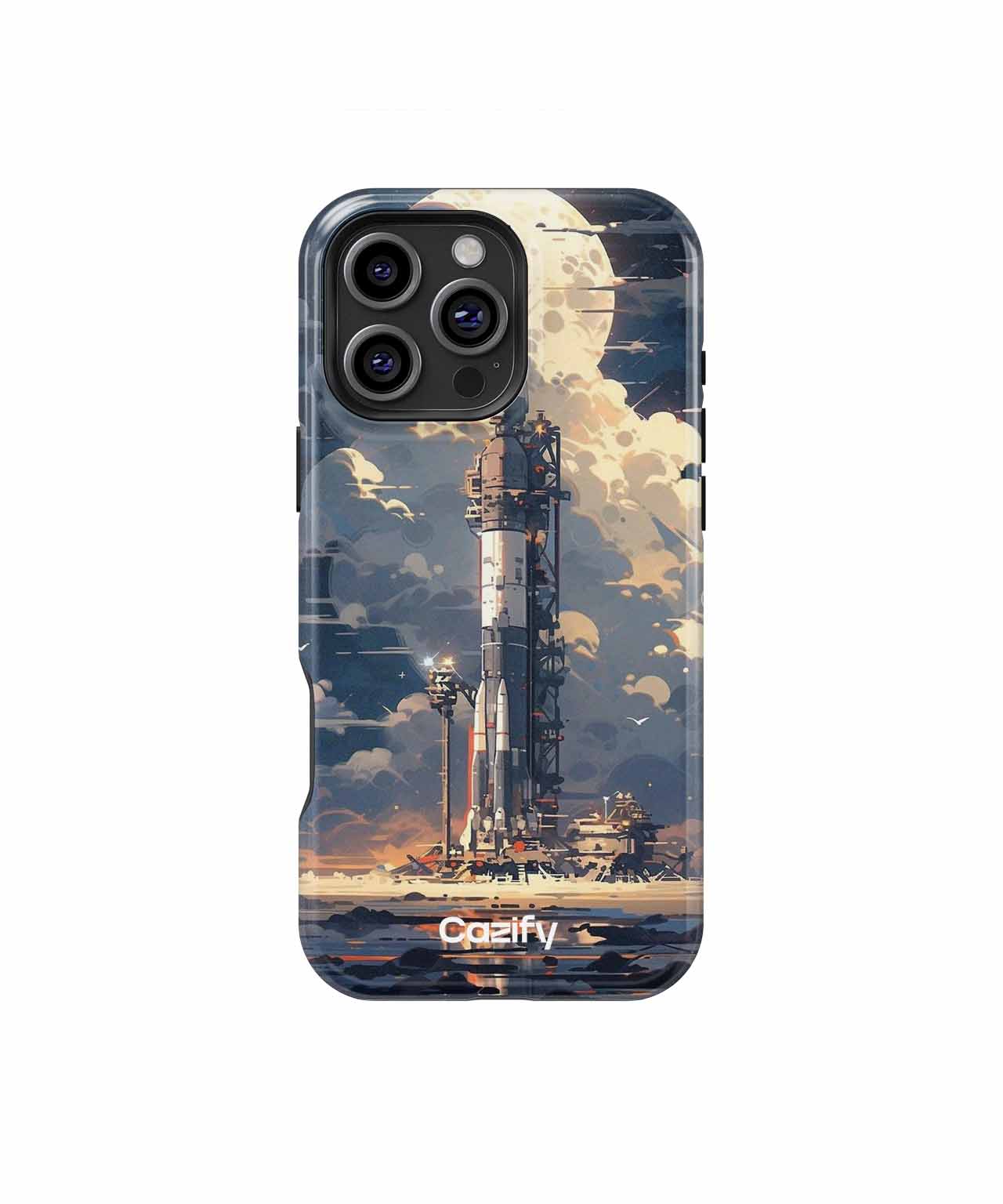 Astounding Rocket Launching Under Moonlight iPhone case Case Cazify - Delivery Canada