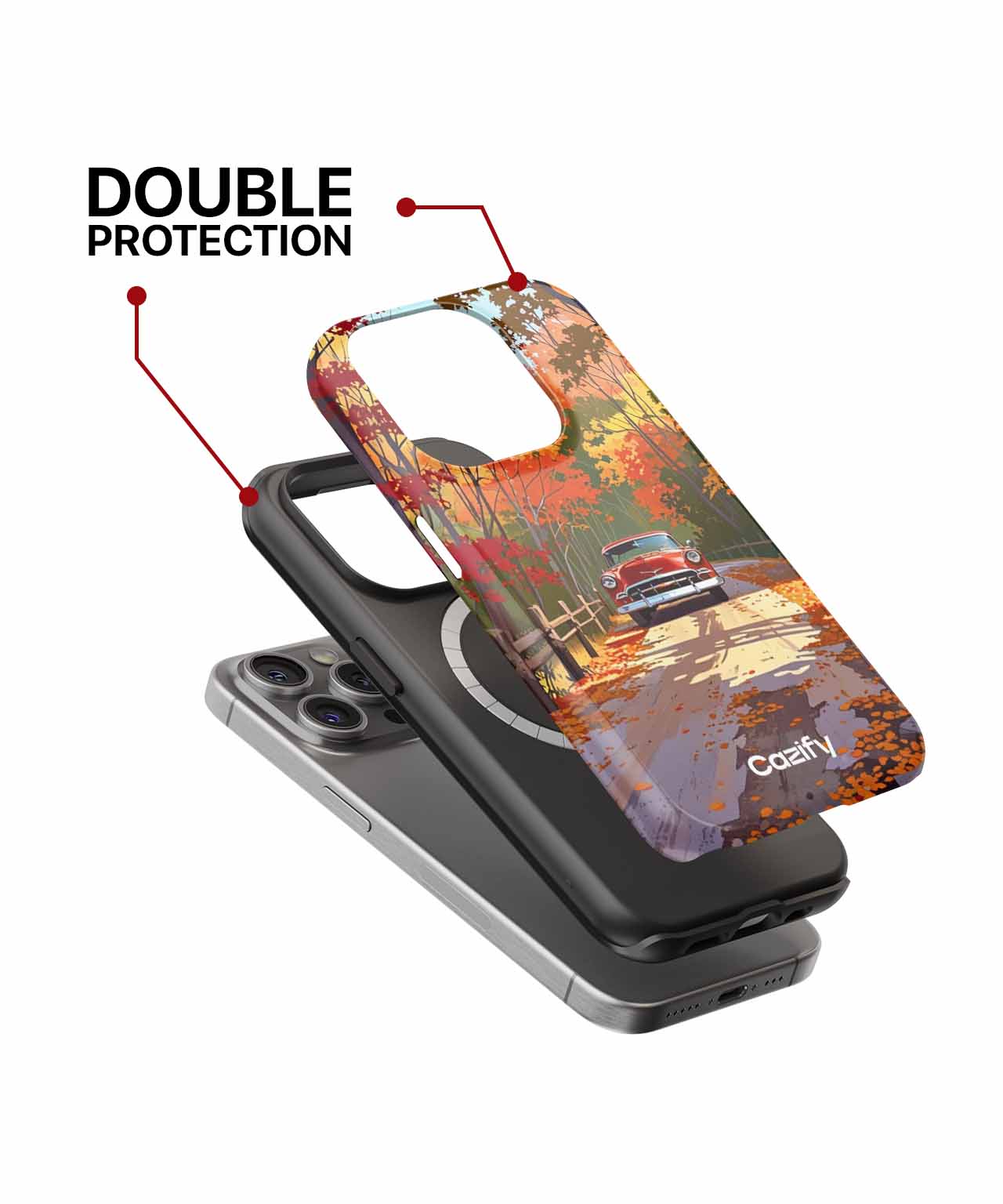Autumn Adventure in a Red Car iPhone case Case Cazify - Delivery Canada
