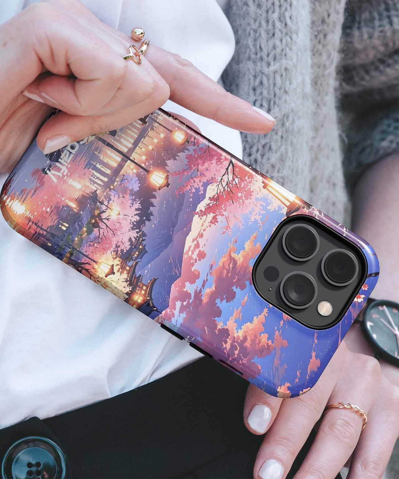 Blissful Cherry Blossom Evening Glow iPhone case Case Cazify - Delivery Canada