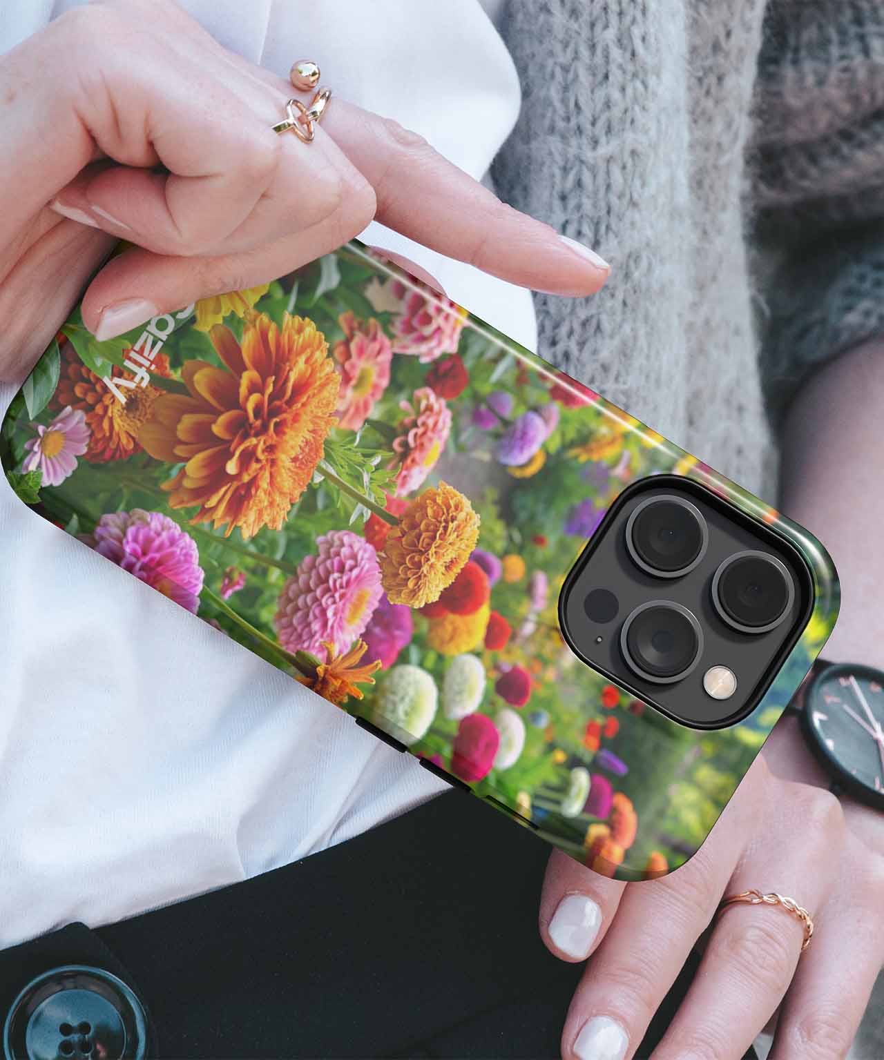 Blooming Colorful Garden of Joyful Flowers iPhone case Case Cazify - Delivery Canada