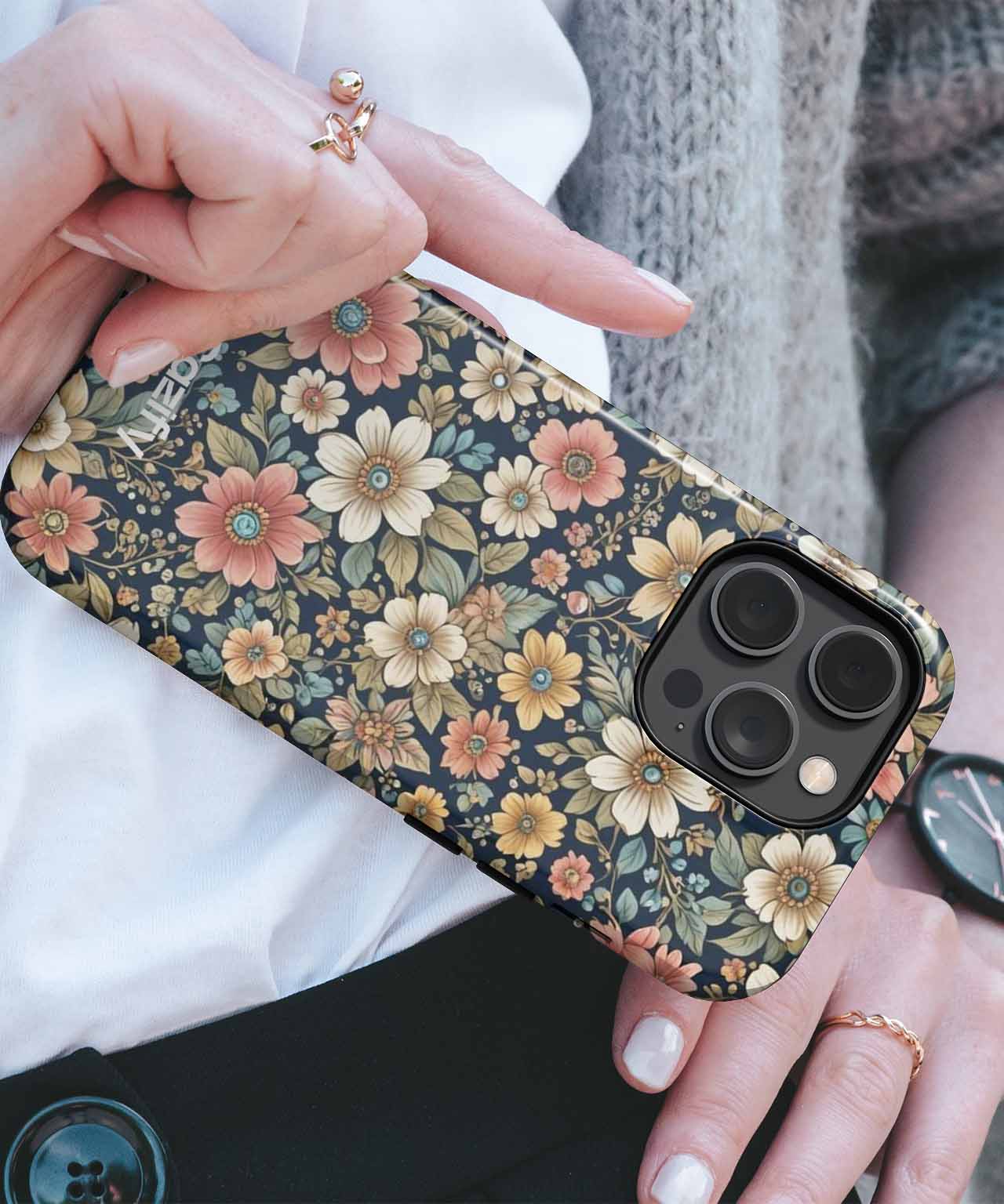 Blooming Floral Fun Under Moonlight iPhone case Case Cazify - Delivery Canada