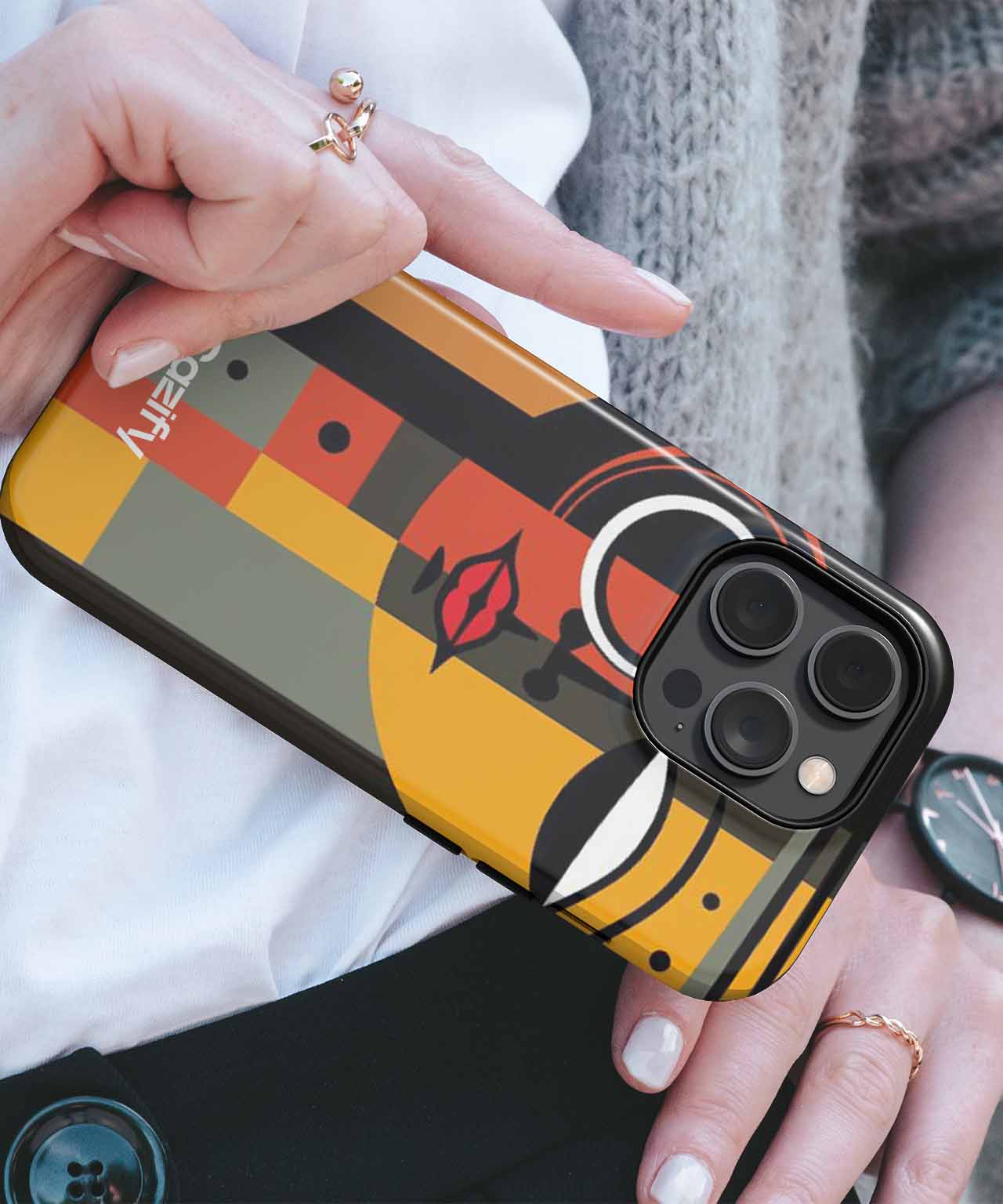 Bold Artistic Face with Colors iPhone case Case Cazify - Delivery Canada