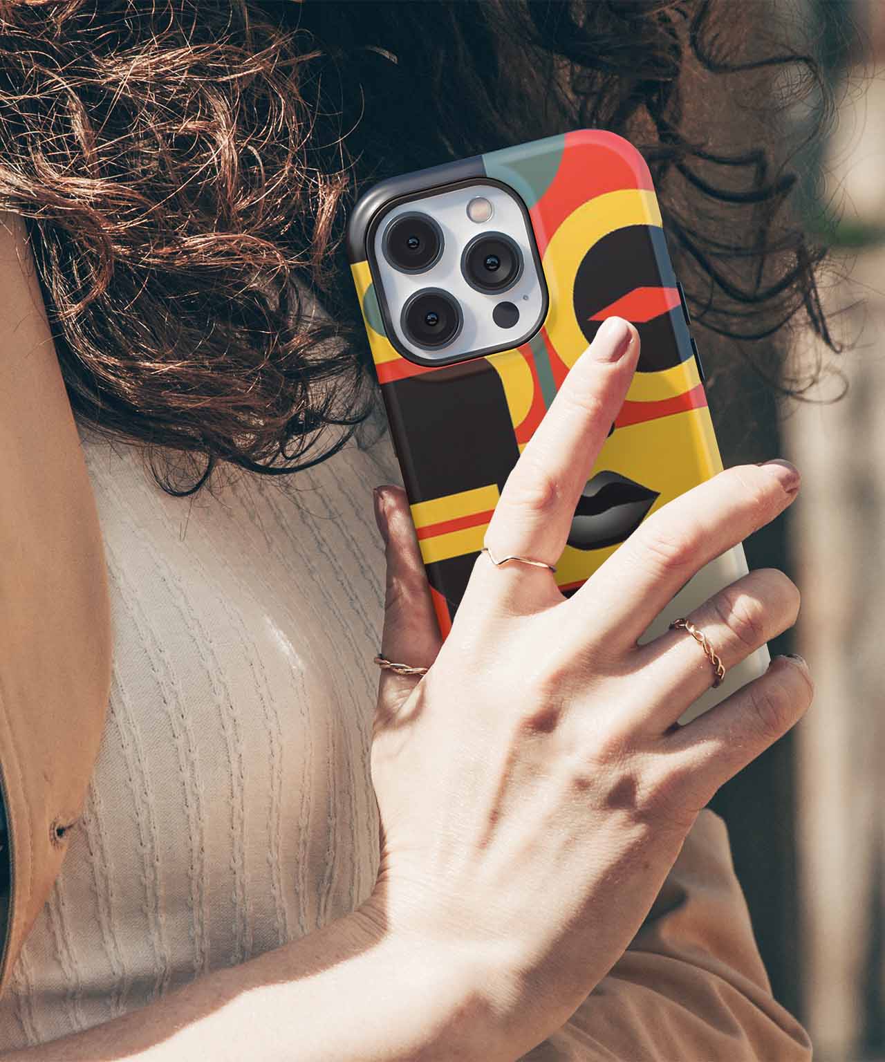 Bold Colorful Abstract Face Design iPhone case Case Cazify - Delivery Canada