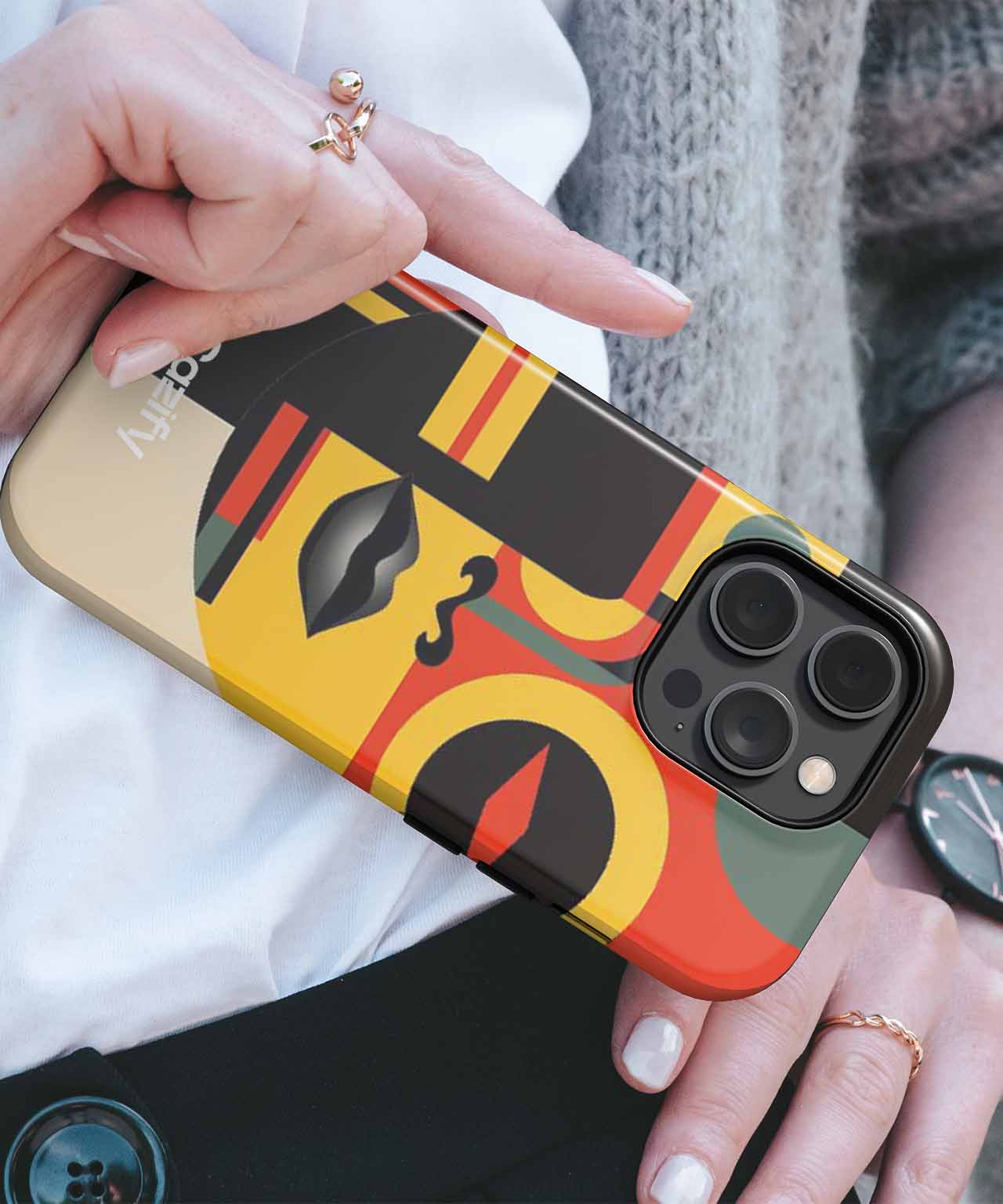 Bold Colorful Abstract Face Design iPhone case Case Cazify - Delivery Canada