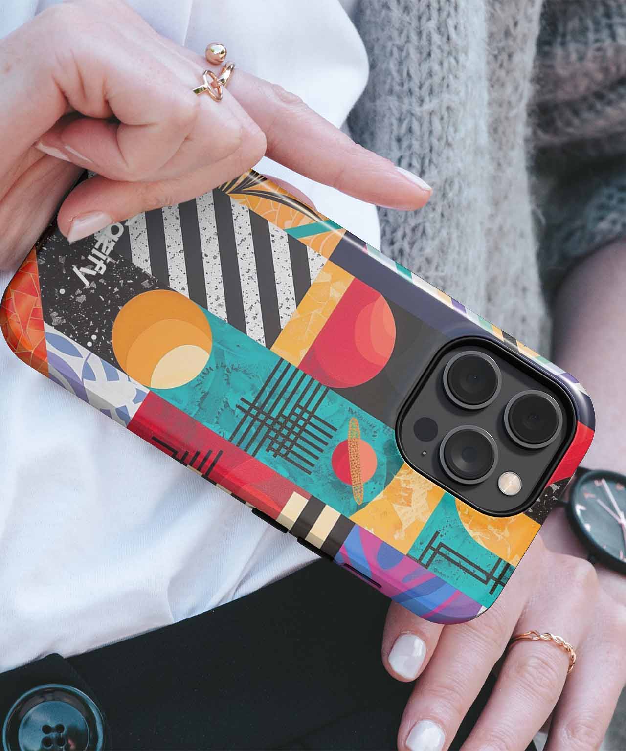 Bold Colorful Geometric Extravaganza iPhone case Case Cazify - Delivery Canada