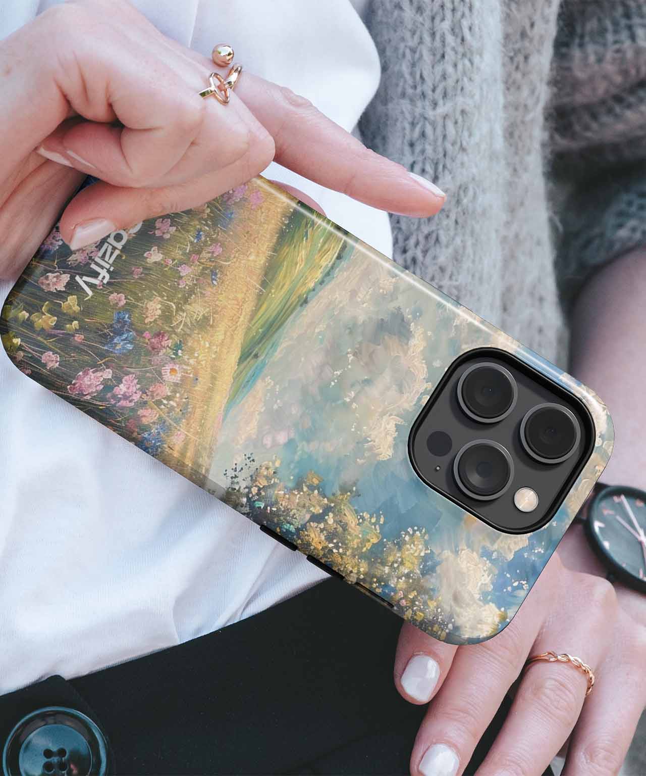Breezy Flower Field Under Blue Skies iPhone case Case Cazify - Delivery Canada