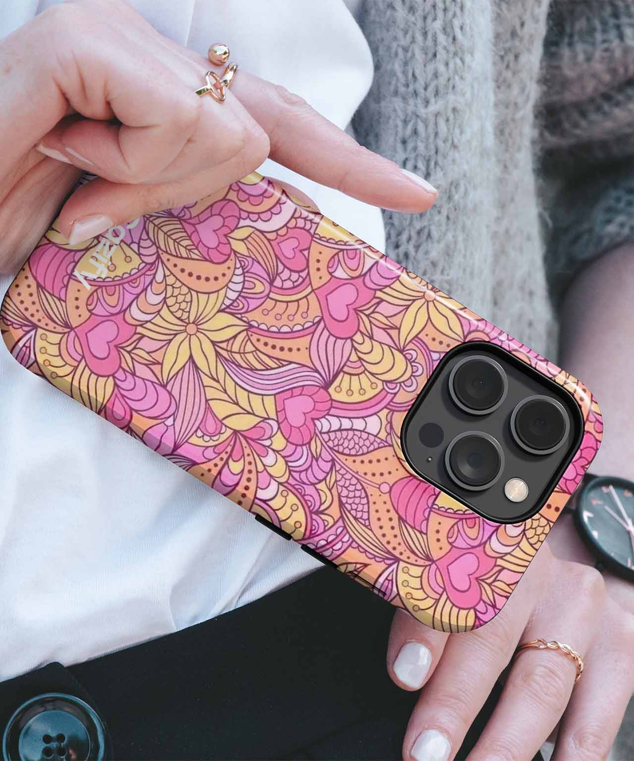 Bright Whimsical Floral Heart Garden iPhone case Case Cazify - Delivery Canada