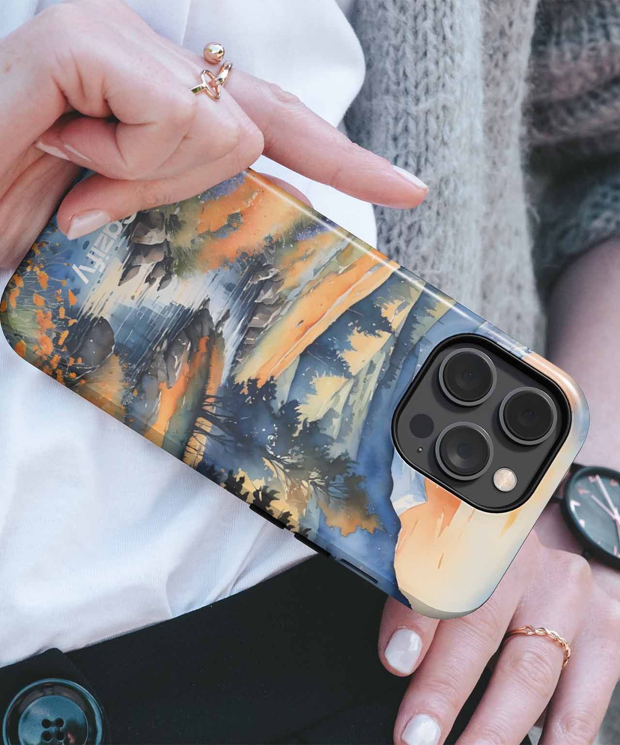 Brightly Colorful Mountain Landscape iPhone case Case Cazify - Delivery Canada