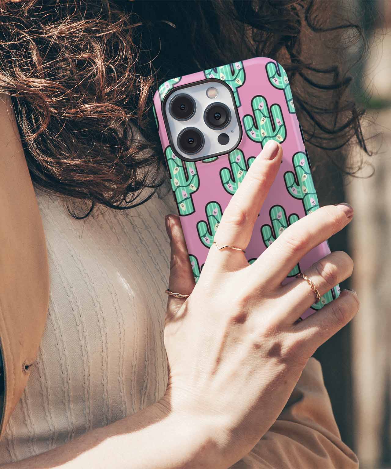 Cactus Party on a Pink Background iPhone case Case Cazify - Delivery Canada