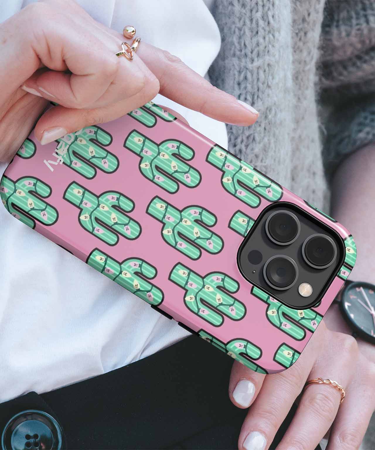 Cactus Party on a Pink Background iPhone case Case Cazify - Delivery Canada