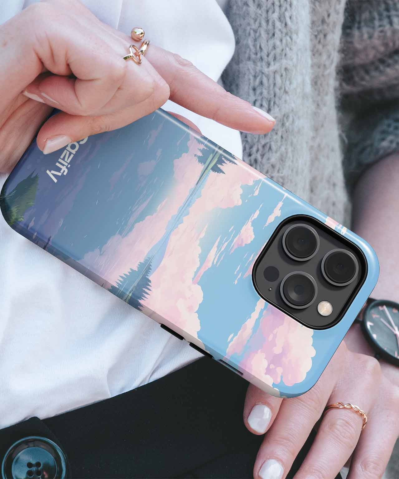 Calm Waters Reflecting Cotton Candy Clouds iPhone case Case Cazify - Delivery Canada