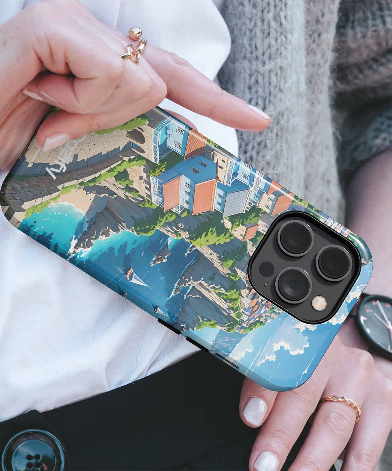 Charming Coastal Village with Boats iPhone case Case Cazify - Delivery Canada