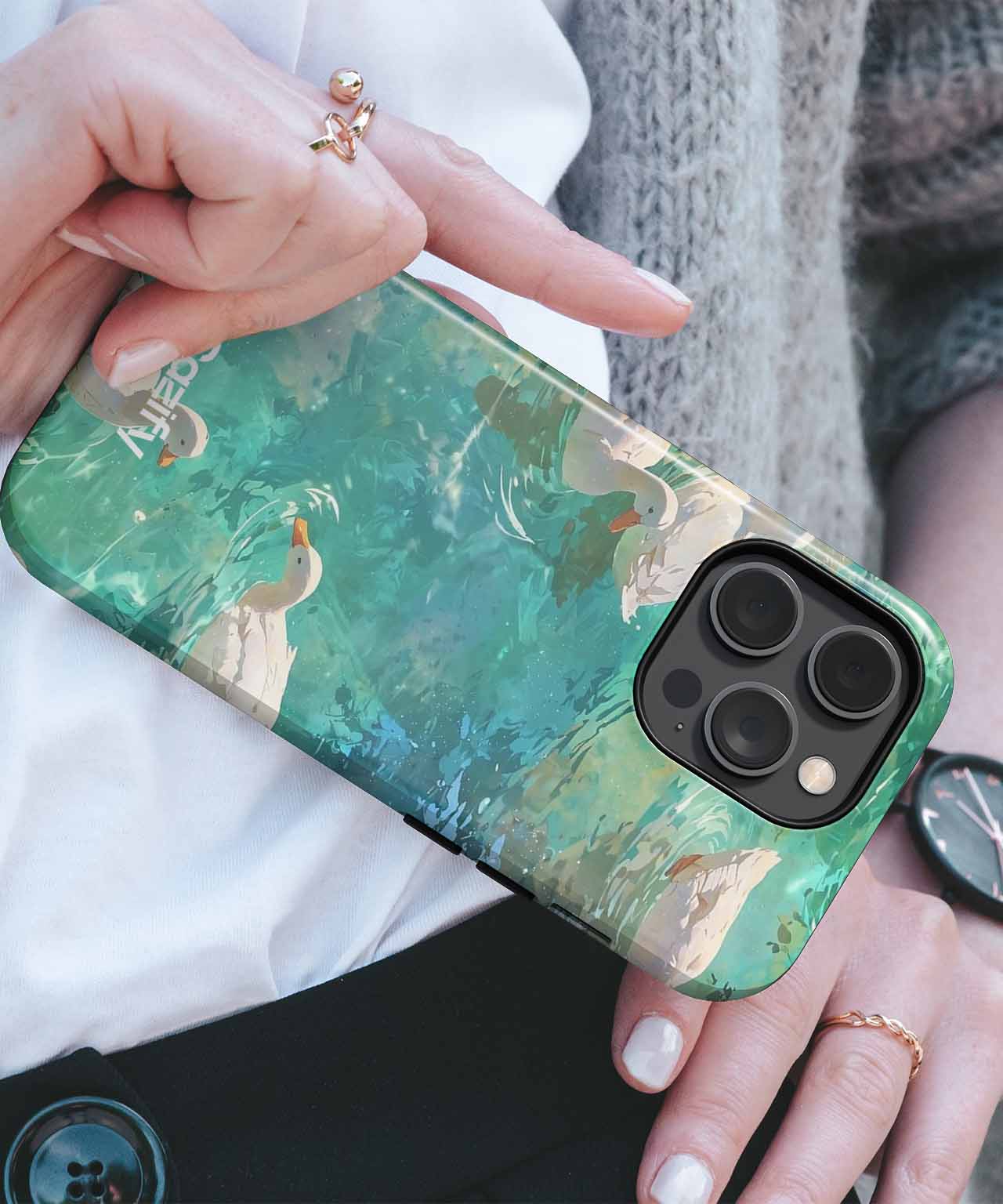 Charming Ducks Swimming in Turquoise Bliss iPhone case Case Cazify - Delivery Canada