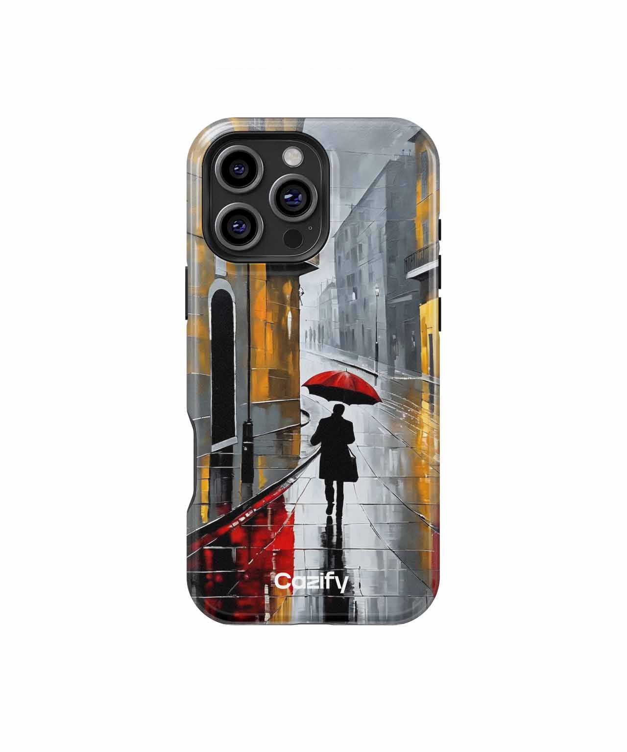 Charming Rainy Day Stroll with Red Umbrella iPhone case Case Cazify - Delivery Canada