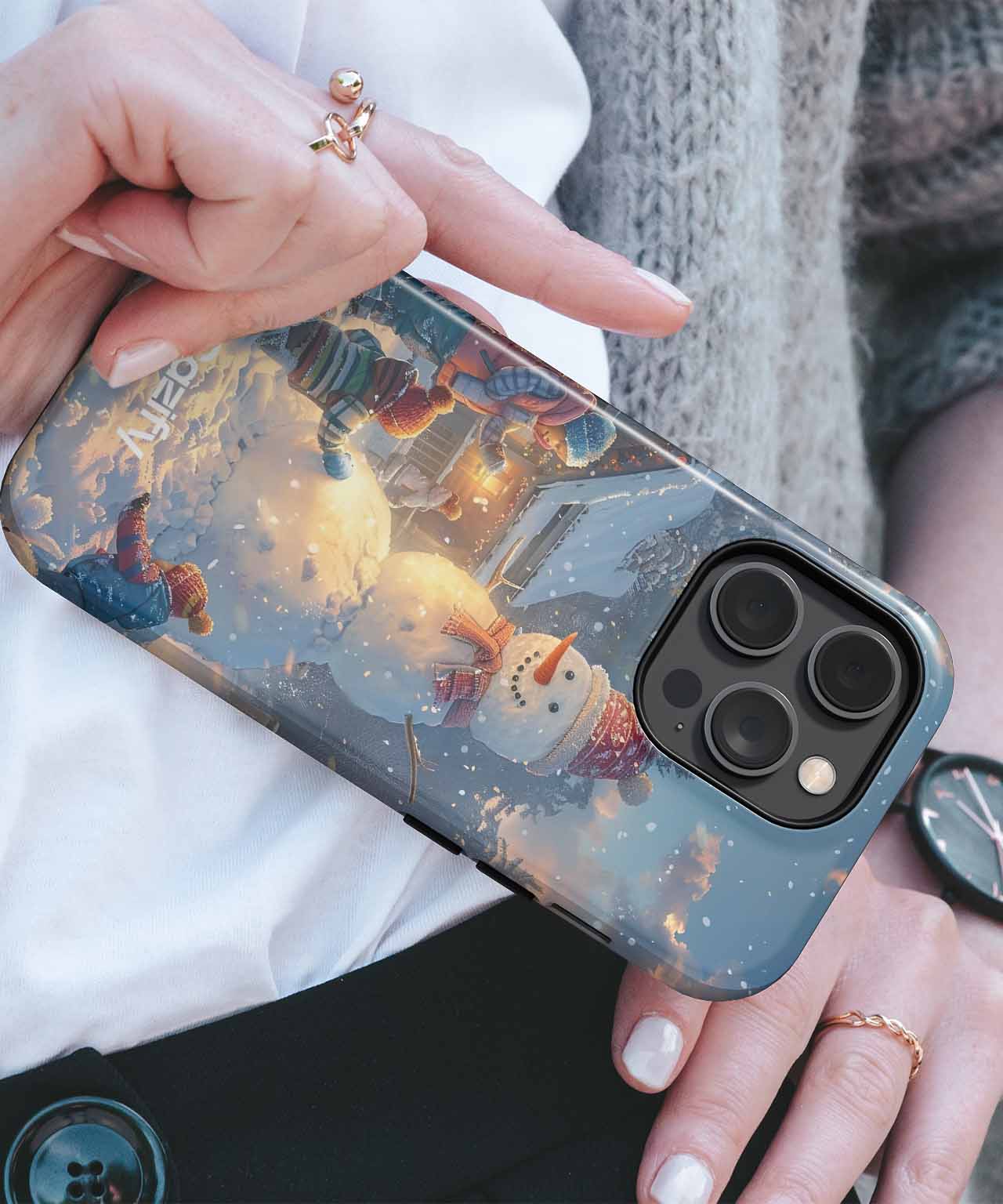 Charming Snowy Adventure with Friends iPhone case Case Cazify - Delivery Canada