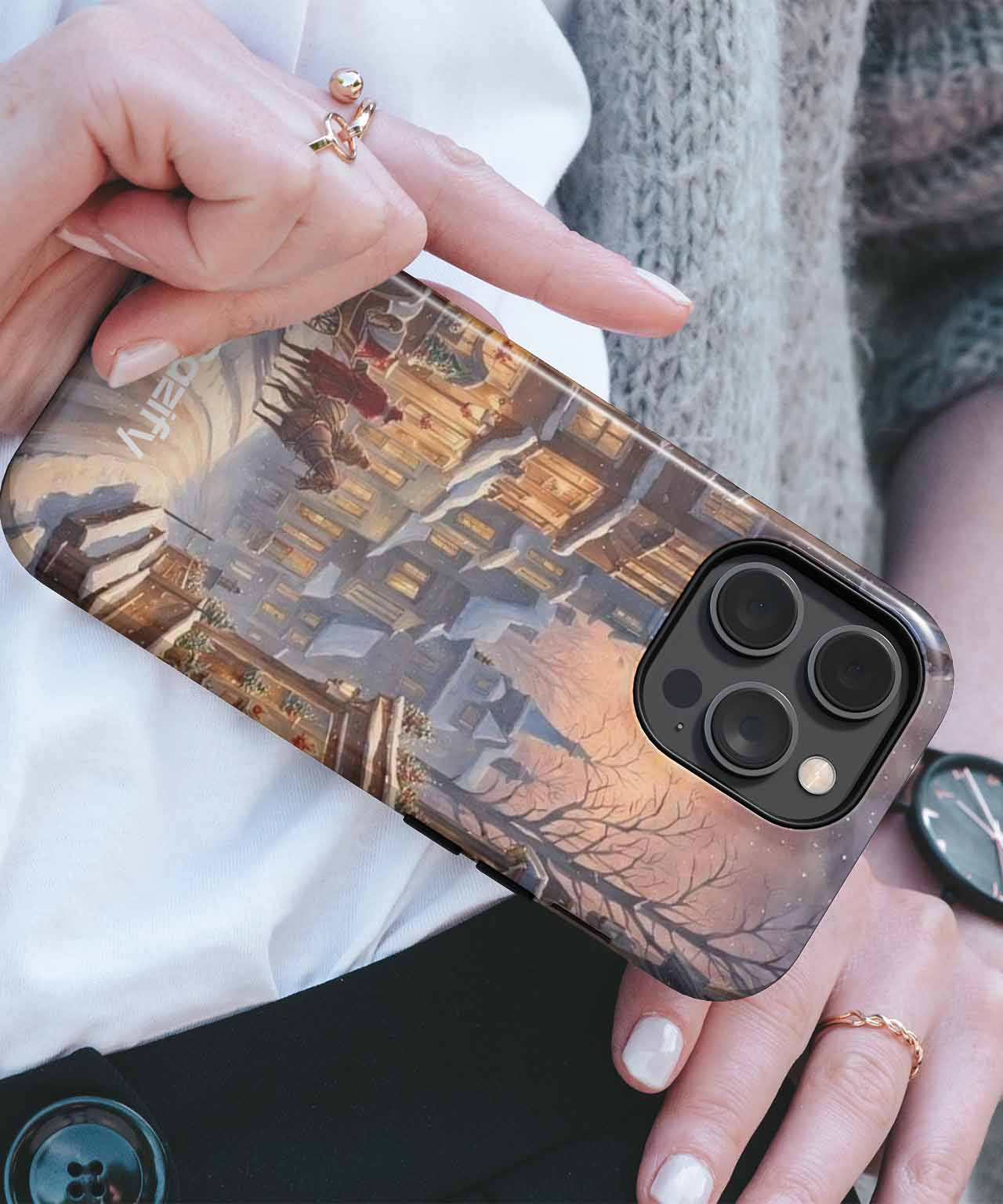 Charming Winter Evening in a Village iPhone case Case Cazify - Delivery Canada