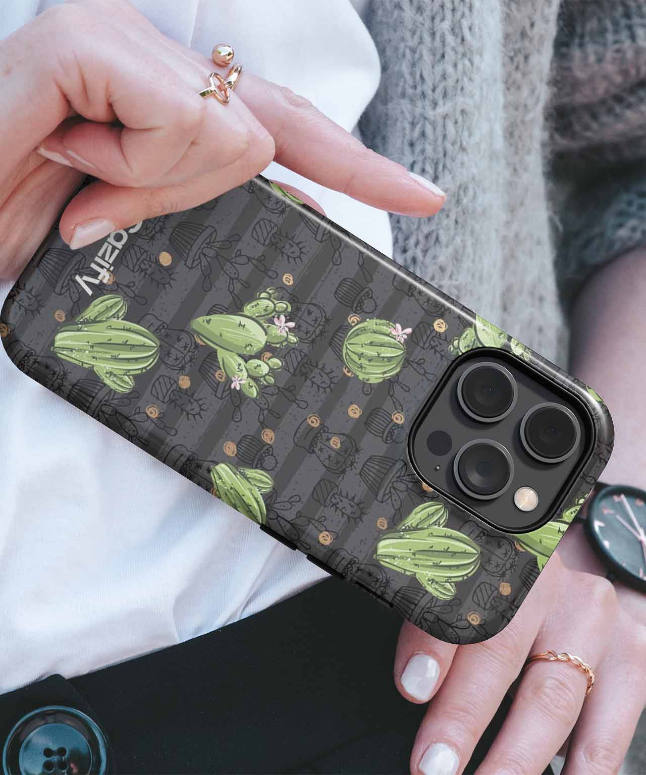 Cheerful Cacti Dancing in the Desert iPhone case Case Cazify - Delivery Canada