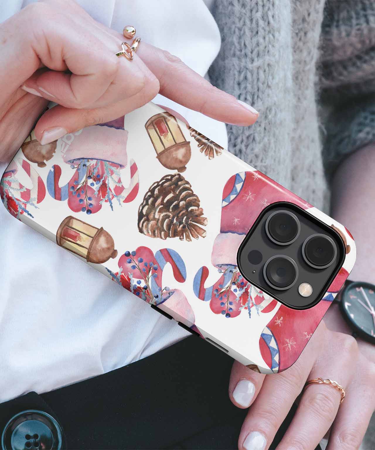 Cheerful Christmas Stockings Overflowing with Joy iPhone case Case Cazify - Delivery Canada