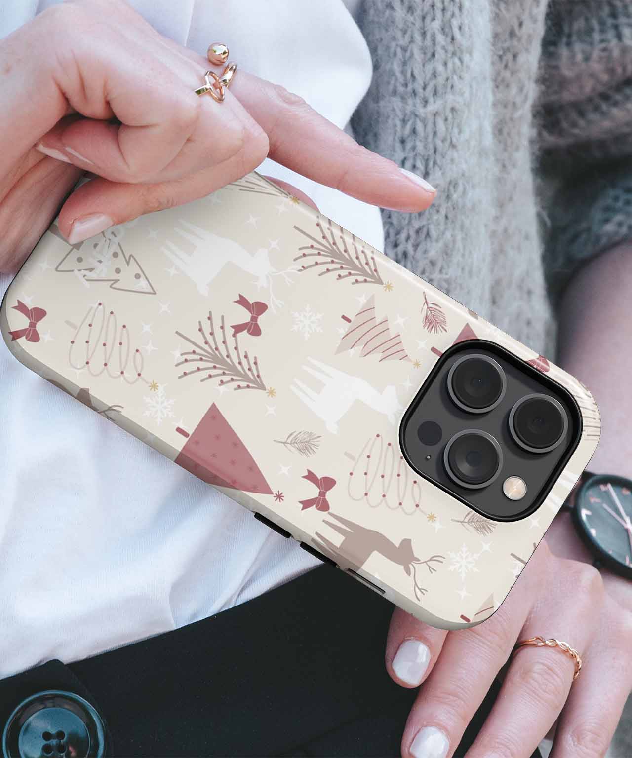 Cheerful Christmas Wonderland with Reindeer and Trees iPhone case Case Cazify - Delivery Canada