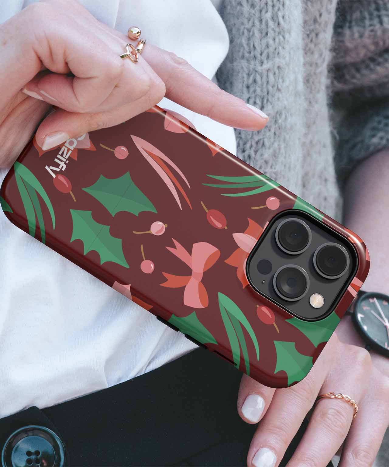 Cheerful Floral Christmas Delight iPhone case Case Cazify - Delivery Canada