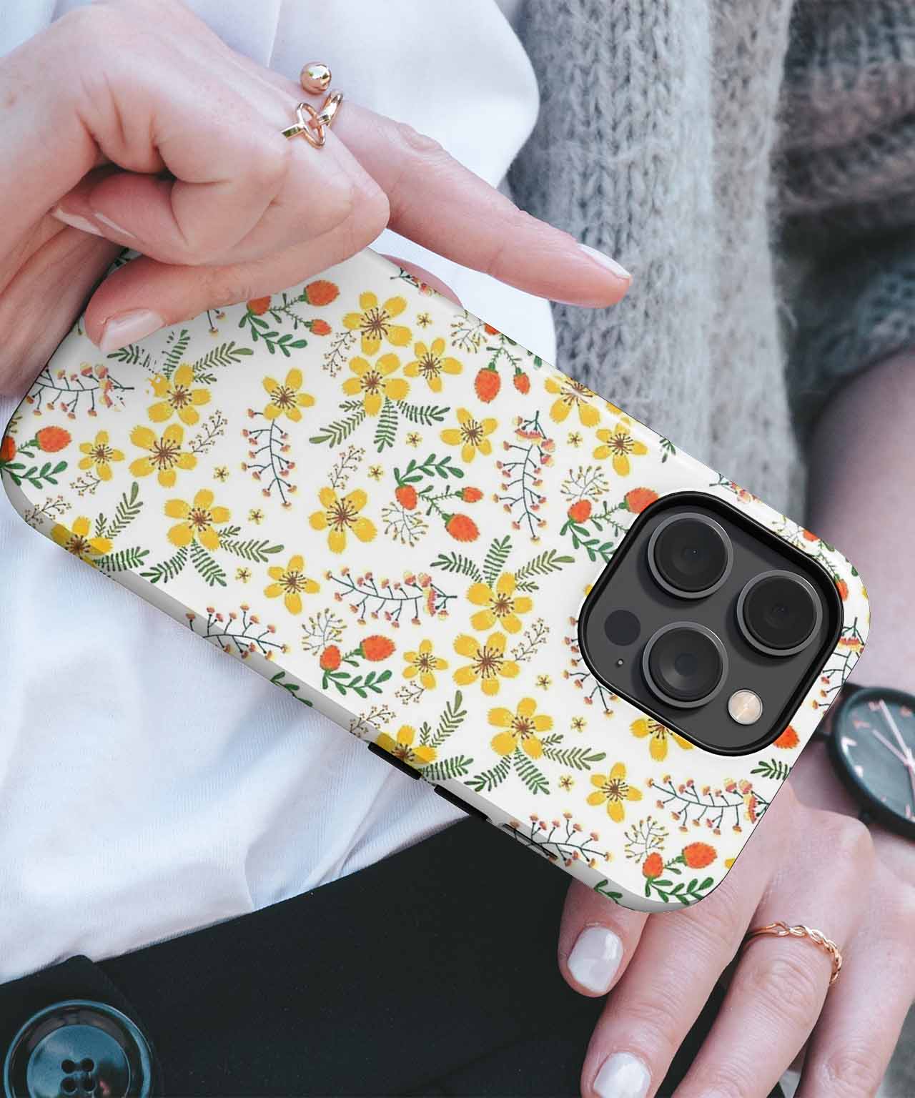 Cheerful Floral Fantasy with Tiny Foxes iPhone case Case Cazify - Delivery Canada