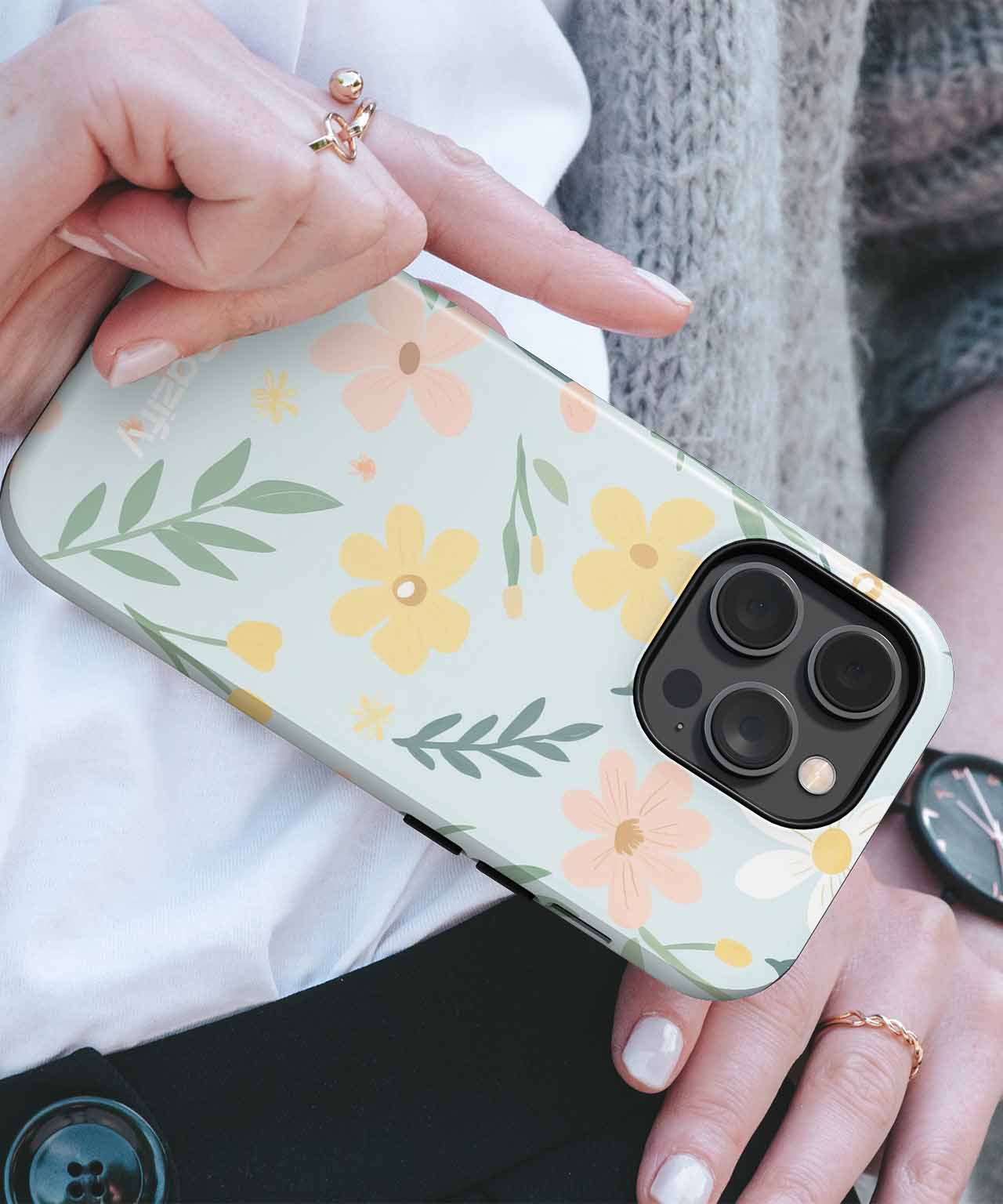 Cheerful Floral Symphony in Blue iPhone case Case Cazify - Delivery Canada