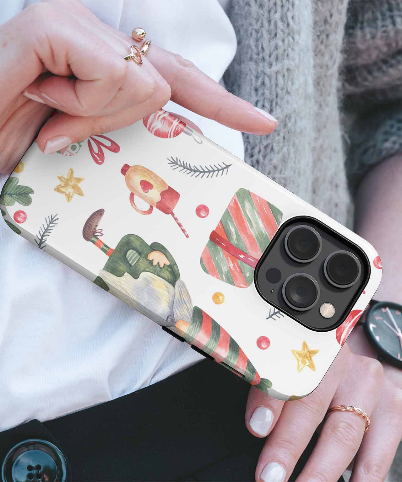 Cheerful Gnomes Celebrating Christmas Together iPhone case Case Cazify - Delivery Canada