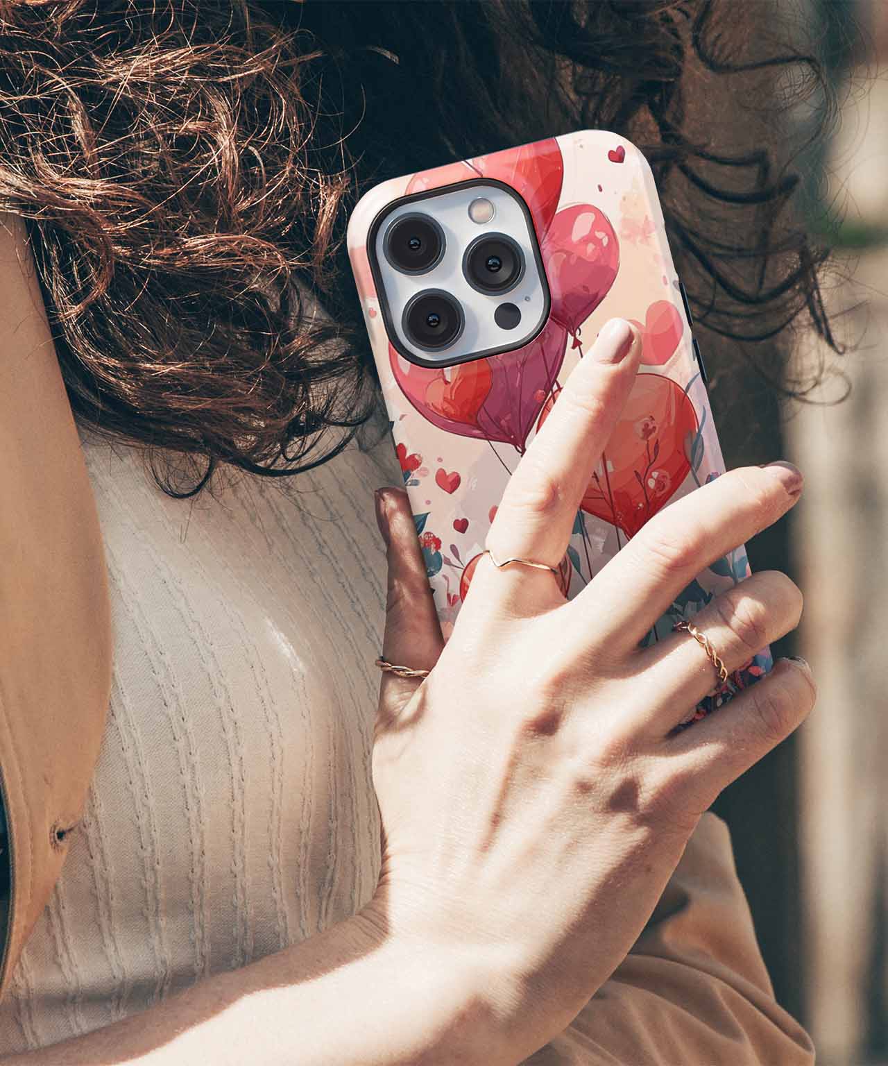 IPhone case with pink and red abstract floral design on a white background. - Cazify Canada