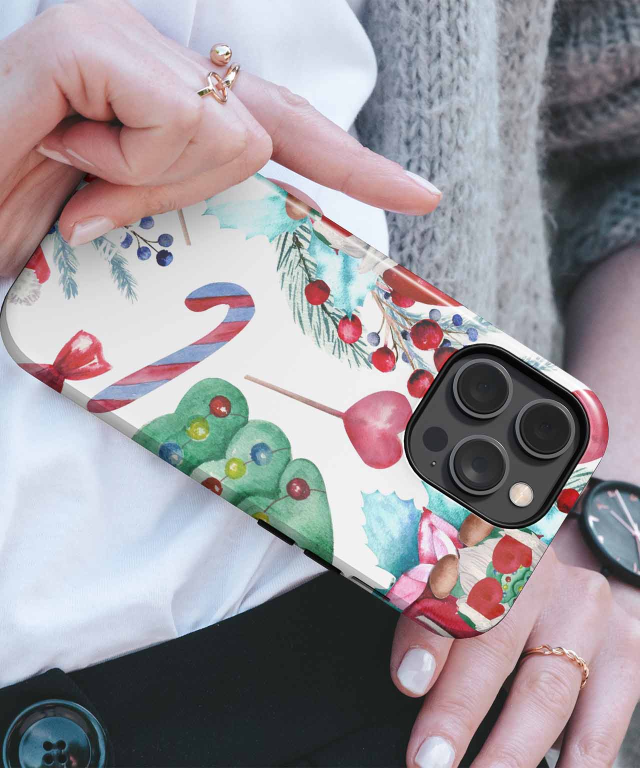 Cheerful Holiday Gnomes and Treats Pattern iPhone case Case Cazify - Delivery Canada