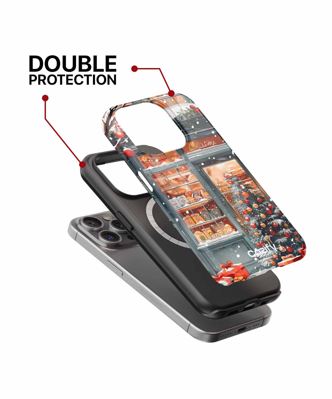 Cheerful Holiday Shopfront with Snow iPhone case Case Cazify - Delivery Canada
