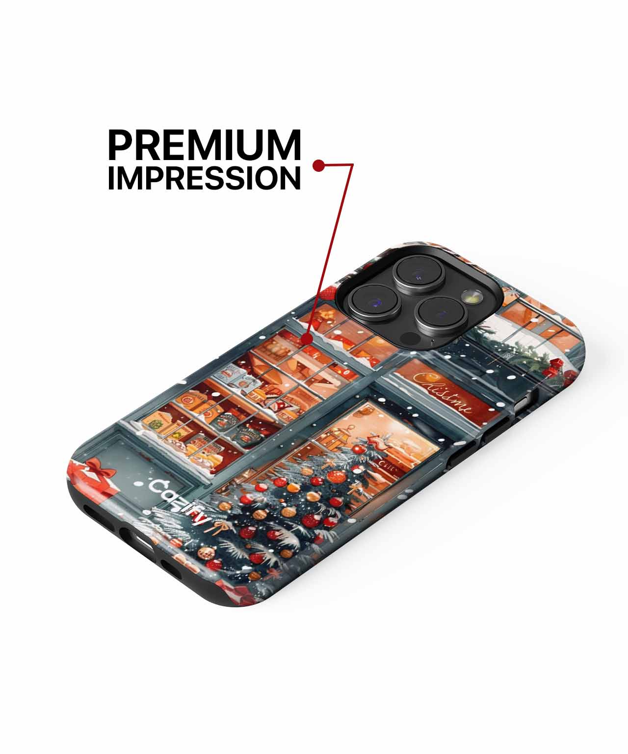 Cheerful Holiday Shopfront with Snow iPhone case Case Cazify - Delivery Canada