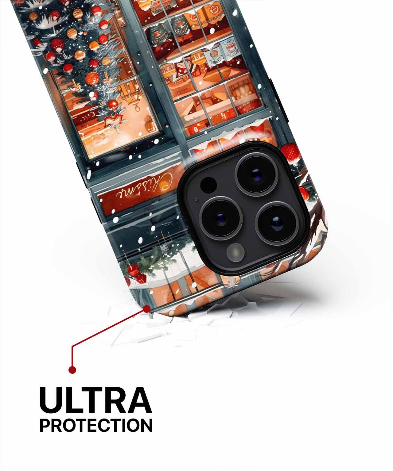 Cheerful Holiday Shopfront with Snow iPhone case Case Cazify - Delivery Canada