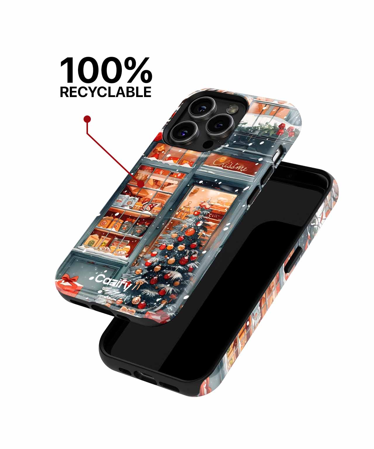 Cheerful Holiday Shopfront with Snow iPhone case Case Cazify - Delivery Canada