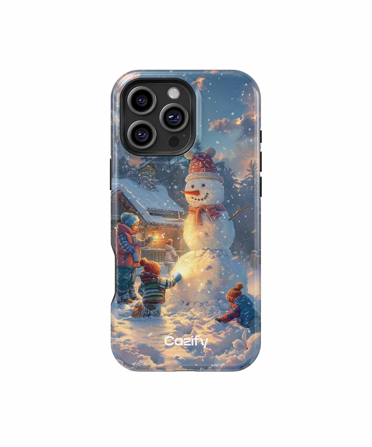 Cheerful Kids Building a Snowman iPhone case Case Cazify - Delivery Canada