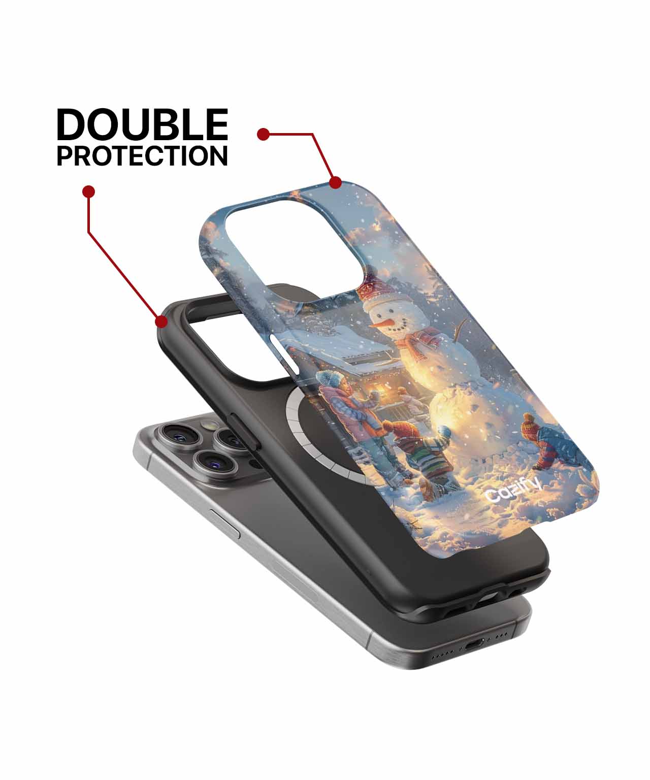 Cheerful Kids Building a Snowman iPhone case Case Cazify - Delivery Canada