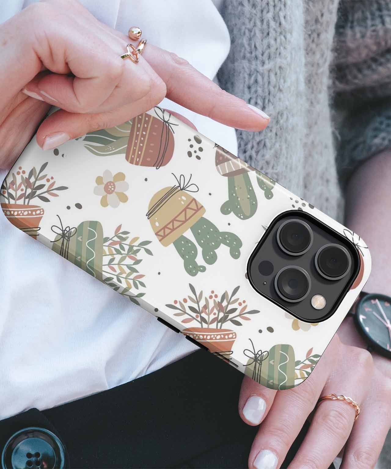 Cheerful Plant Party with Cacti and Flowers iPhone case Case Cazify - Delivery Canada