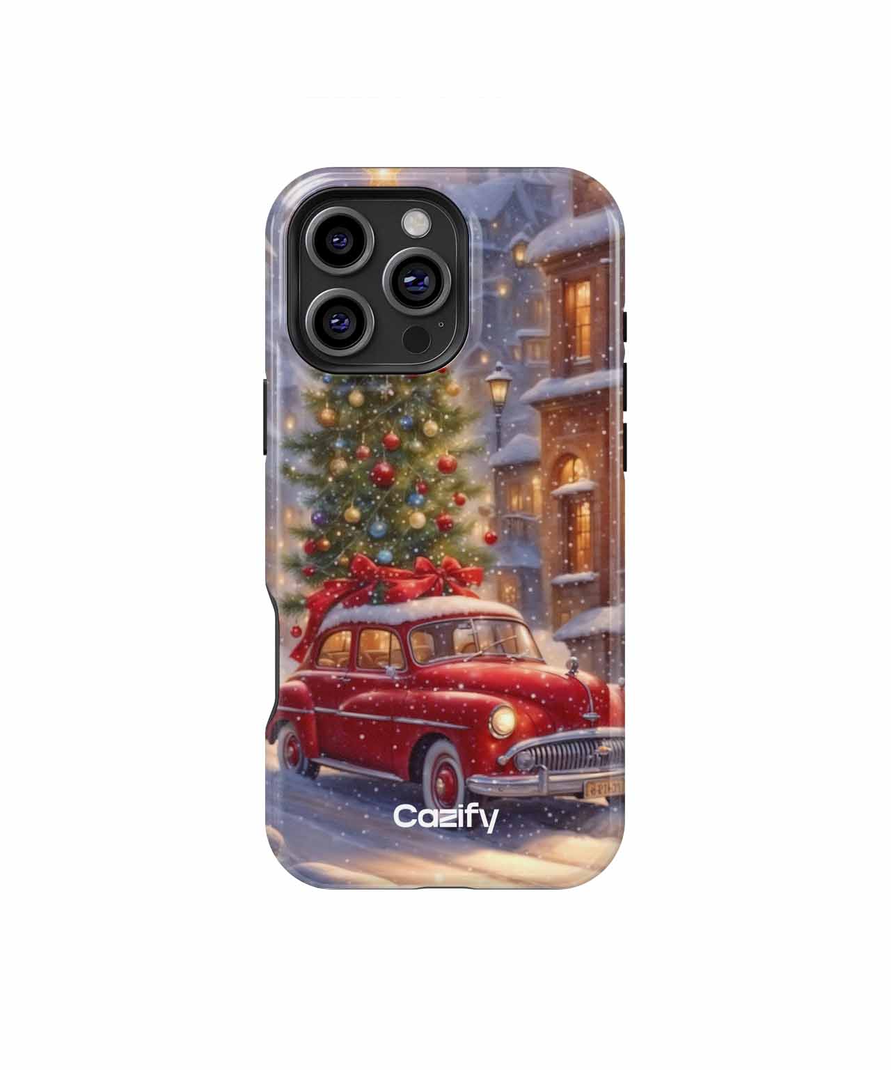 Cheerful Red Car by Glowing Christmas Tree iPhone case Case Cazify - Delivery Canada