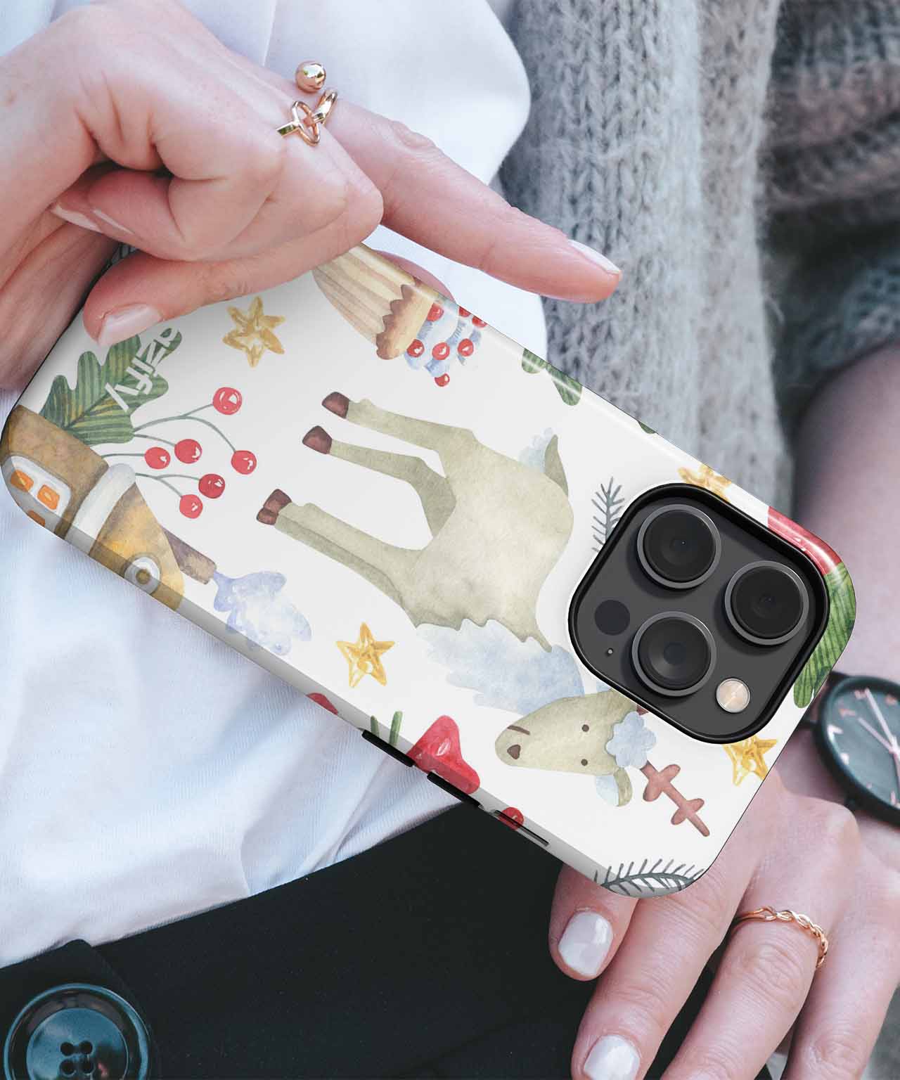 Cheerful Reindeer Among Holiday Treats iPhone case Case Cazify - Delivery Canada