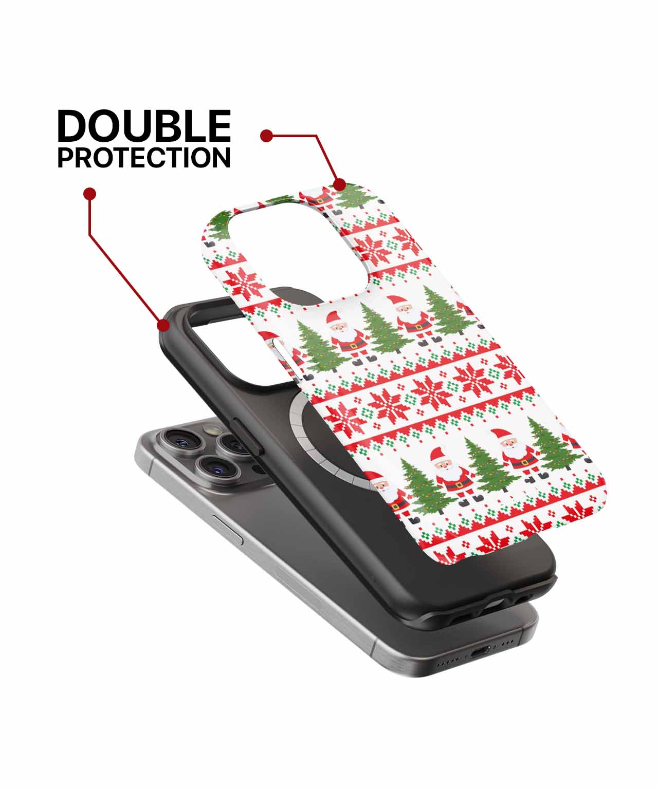 Cheerful Santa and Christmas Trees Pattern iPhone case Case Cazify - Delivery Canada