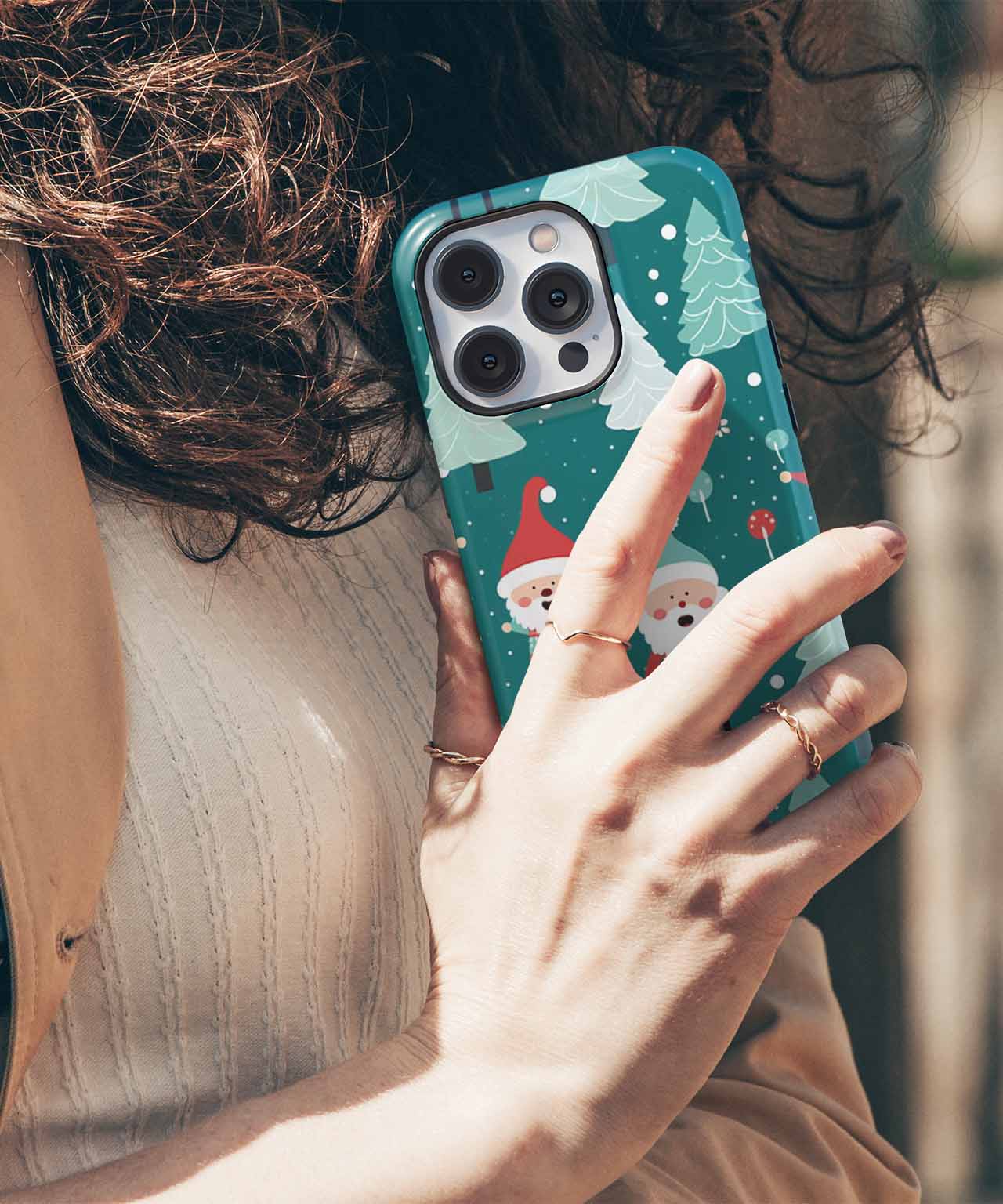 Cheerful Santa Party in the Forest iPhone case Case Cazify - Delivery Canada