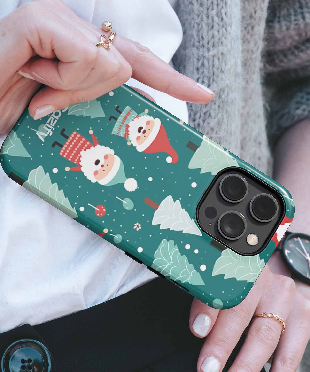 Cheerful Santa Party in the Forest iPhone case Case Cazify - Delivery Canada