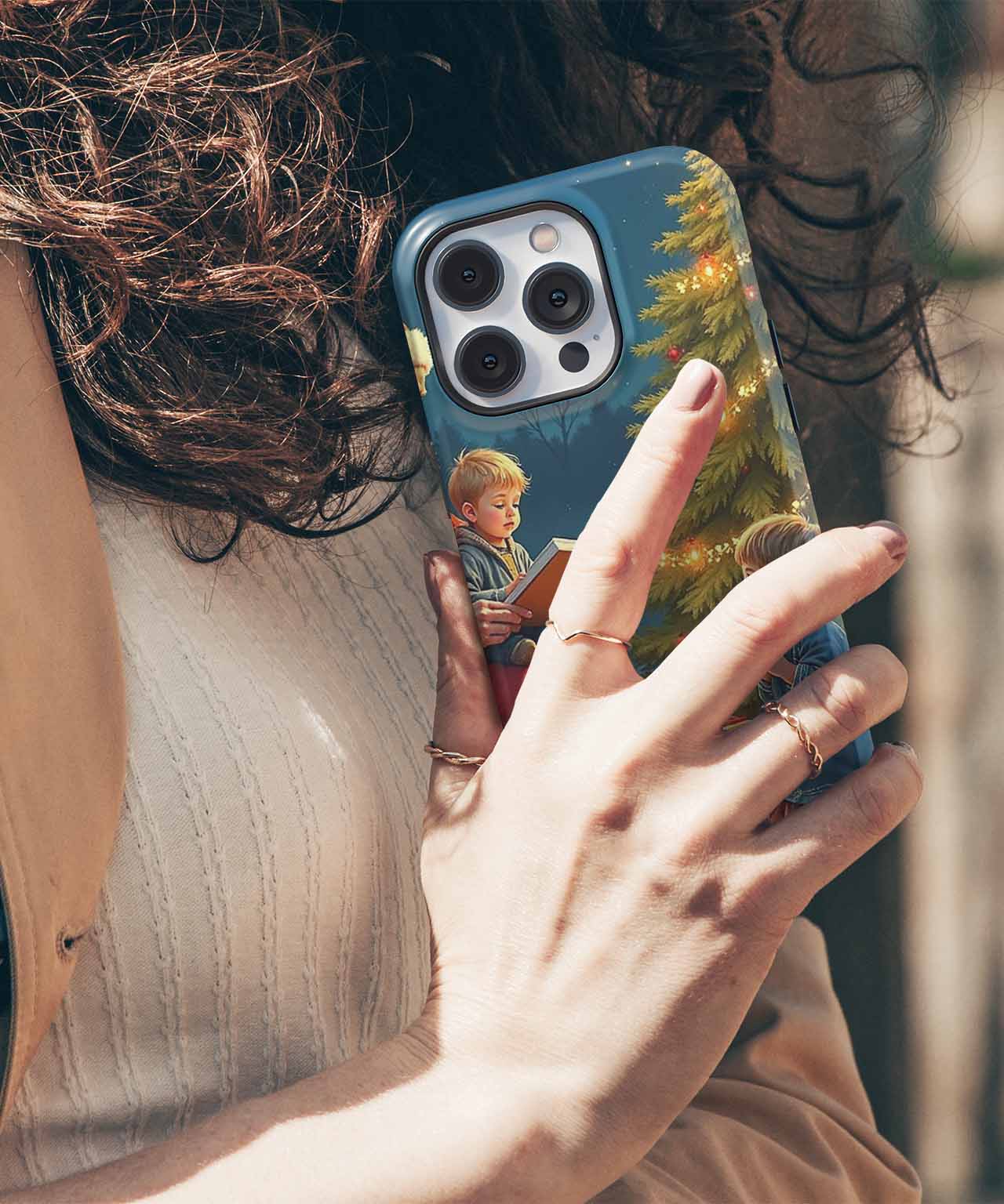 Cheerful Santa Reading Tales to Kids iPhone case Case Cazify - Delivery Canada