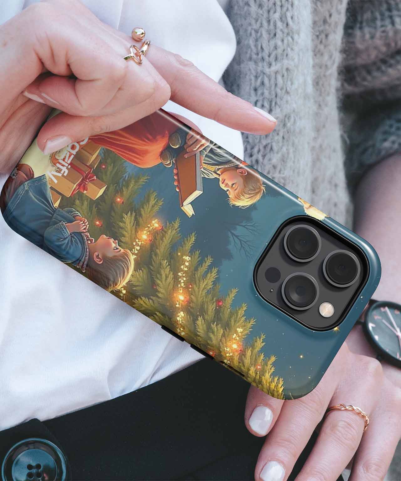 Cheerful Santa Reading Tales to Kids iPhone case Case Cazify - Delivery Canada