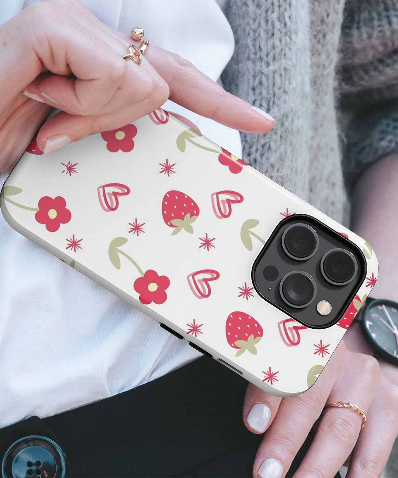 Cheerful Strawberry Flower Garden Pattern iPhone case Case Cazify - Delivery Canada