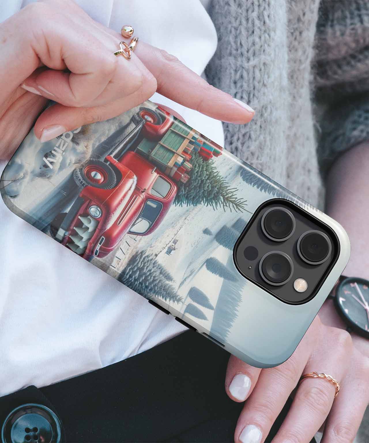 Cheerful Vintage Truck Delivering Christmas Joy iPhone case Case Cazify - Delivery Canada