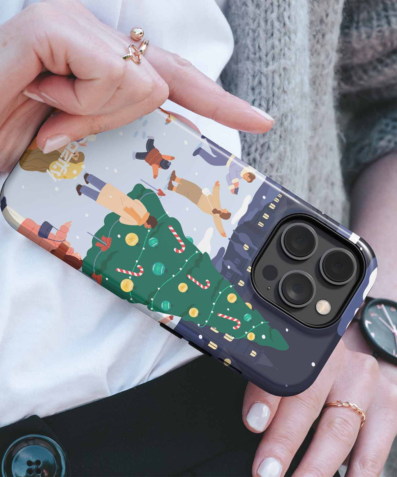 Cheerful Winter Wonderland Family Gathering iPhone case Case Cazify - Delivery Canada