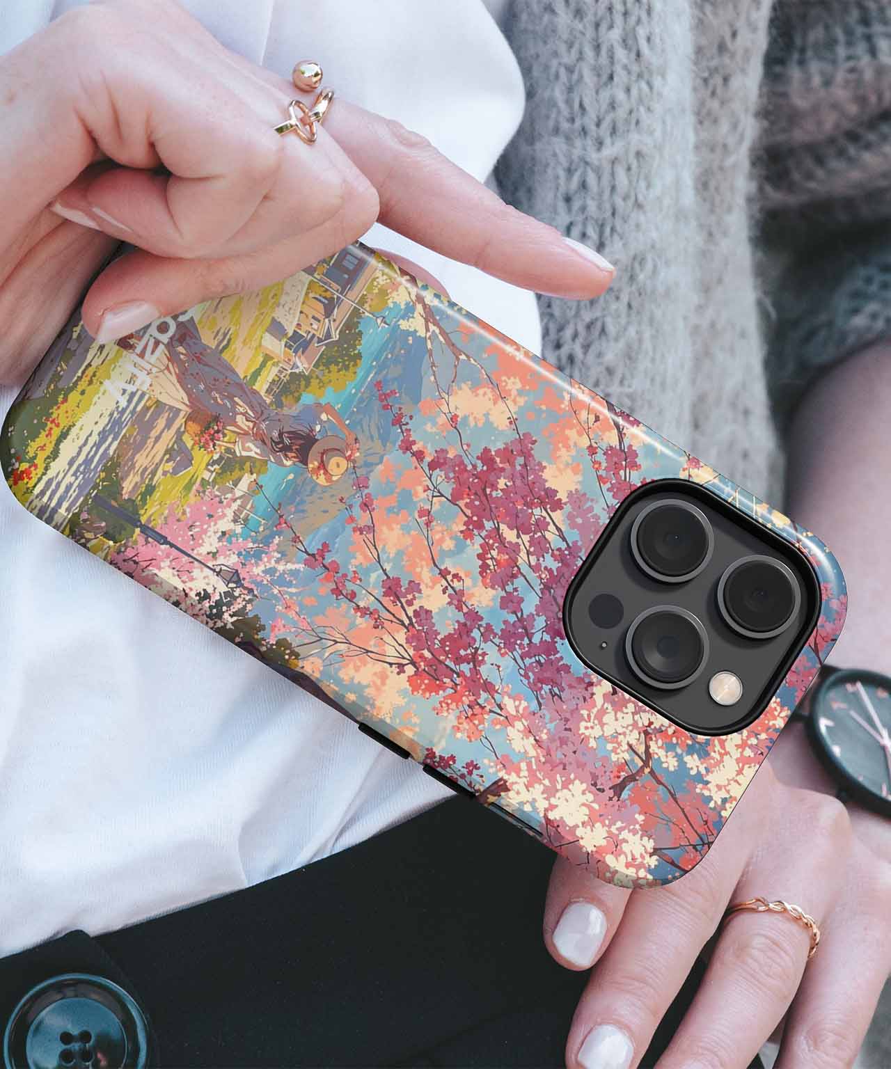 Cherry Blossom Stroll on a Sunny Day iPhone case Case Cazify - Delivery Canada