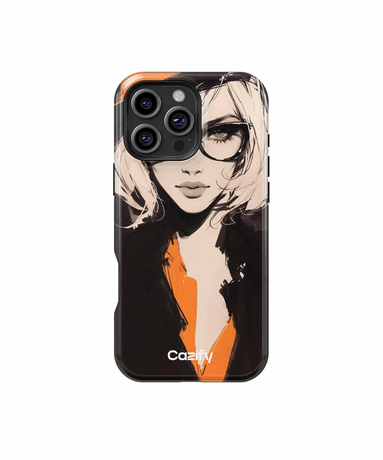Chic Lady in Bold Orange Hat iPhone case Case Cazify - Delivery Canada