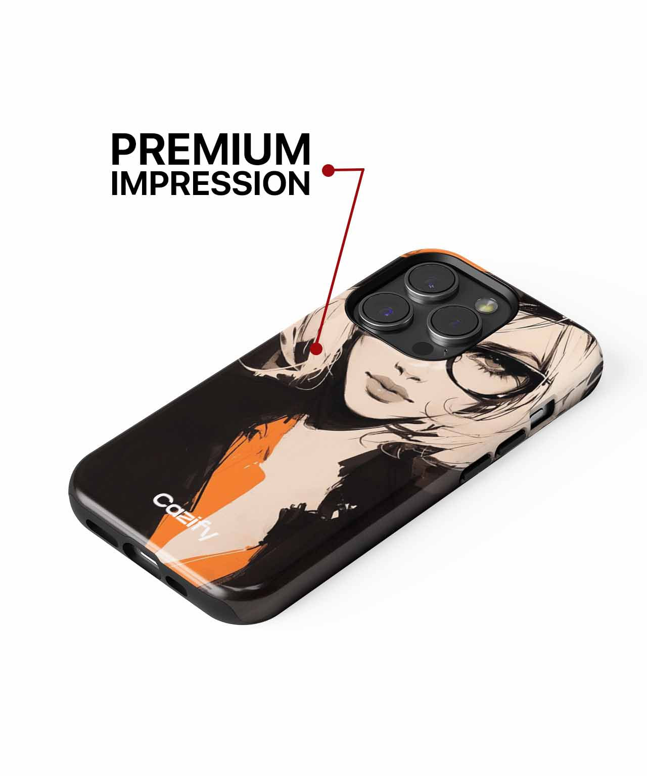 Chic Lady in Bold Orange Hat iPhone case Case Cazify - Delivery Canada